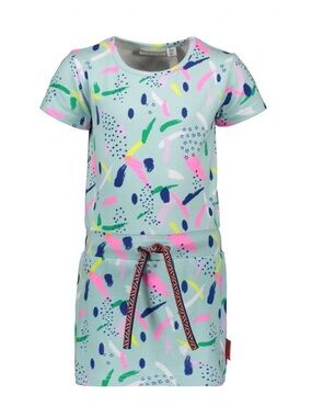 Girls Light Blue Paint-Splash Casual Dress